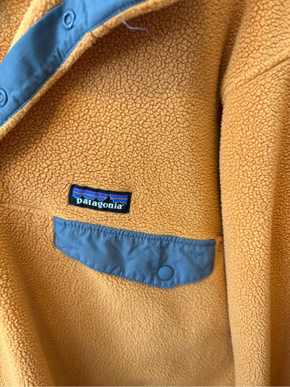 Patagonia Yellow Synchilla Fleece with Teal Trim - Picture 3 of 4